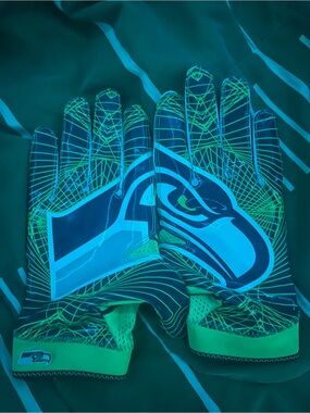 NFL Seahawks Neon Green & Blue Receiver Gloves